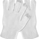 SATINIOR 60 Pairs Touchscreen Winter Gloves Bulk Stretchy Knitted Texting Gloves for Men Women (White Black Silver Wire)