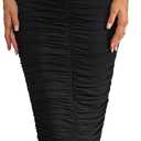 URYIAO Off Shoulder Maxi Dress for Women Ruched Bodycon Formal Wedding Guest Long Dresses (Black, L)