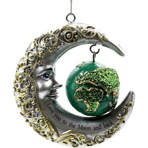 HolyHaHa Love You to The Moon and Back Crescent Moon & Earth Resin Ornament, Gifts for Daughter from Mom