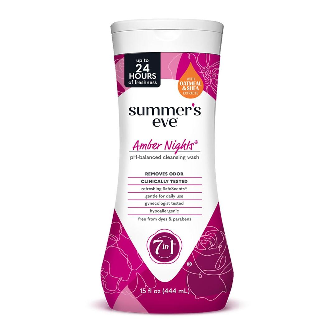 Summer's Eve Amber Nights with Oat and Shea Extracts, Daily Refreshing All Over Feminine Body Wash, Removes Odor, Feminine Wash pH Balanced, 15 fl oz