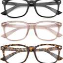 3 Pack Bifocal Reading Glasses For Women Men PC Rectangle Frame Anti Blue-ray Multifocal Readers with Spring Hinge