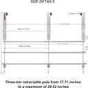 Over The Door Towel Rack, 304 Stainless Steel Towel Racks for Bathroom with 3-Tier Adjustable Pole, 2 Punch-Free Screw Stickers, 22.83 * 17.71-29.52 * 6.14 Inch, Silver