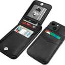 KIHUWEY Compatible with iPhone 13 Case Wallet with Credit Card Holder, Premium Leather Magnetic Clasp Kickstand Heavy Duty Protective Cover for iPhone 13 6.1 inch(Black)