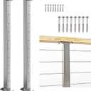 2 Pack Stainless Steel Cable Railing Level Line Intermediate Post 42"(Actually Post 40.5"x2"2"), Level Drilled for 1/8" Cable