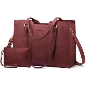 LOVEVOOK Laptop Bag for Women - Waterproof Work Bag for Women & Vintage Laptop Tote Purse with Wristlet