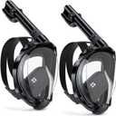 W WSTOO Full Face Snorkel Mask Adults,Suitable for Beginners Dry Top Snorkeling Gear,Can Your Mouth or Nose to Breathe,180 Degrees Panoramic View,Anti-Fog Anti-Leak,Summer Travel and Vacationing Gifts (Large/X-Large, 2 Pack - All Black)