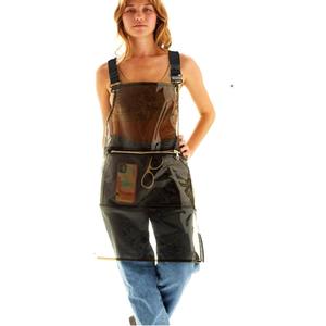 Hairstylist Aprons For Women Men With 3 Pockets Cross Back Adjustable Work Apron Soft Tpu Plastic Aprons (Black)