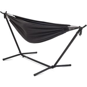 EchoSmile Double Hammock with Detachable Stand - 480 lbs Heavy Duty 2 Person Hammock Adjustable Hooks Indoor Outdoor Stand Hammock Durable Steel Frame - Gray (Grey)