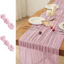Leetaltree 2 Pack Pink Cheesecloth Table Runner, 35x120 Inch Boho Rustic Cheese Cloth Table Runner, Decorative Table Runners for Bridal Baby Shower Decorations or Wedding Table Decorations (2PC)