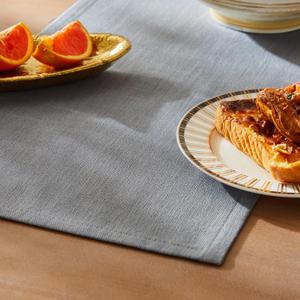 ZeeMart Rustic Cotton Linen Table Runner, 13x72 Inches Blue Ashes, Farmhouse Style Blue Grey Table Runners 72 Inches Long, Washable Kitchen Dining Table Decoration for Home Party Decor