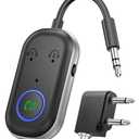 Bluetooth Transmitter Receiver, 3.5MM to Bluetooth 5.3 Transmitter, 2-in-1 Airplane Adapter for Headphone, TV, Airplane, Home Stereo, Speakers, Headphone, Car, Dual Connection