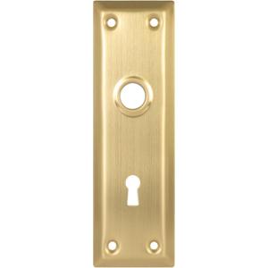 2 Pack Mortise Lock Door Plates for Interior Doors, Old Style Mortise Door Knob Backplate Replacement, Brushed Gold Door Escutcheon Plates