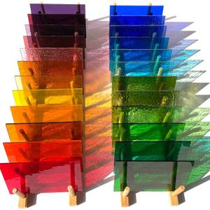 LITMIND 24 Sheets Transparent Cathedral Stained Glass Variety Pack  4 x 6 Inch Vibrant Rainbow Art Glass for Suncatchers, Mosaics & DIY Crafts