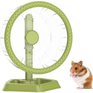 Hamster Wheel, Quiet Spinner Hamster Running Exercise Wheel with Adjustable Stand for Small Animals Syrian Dwarf Gerbils Mice (Green, Large (9.4 Inch))