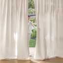 2 x MIULEE Non-See-Through Privacy Linen Curtains 2 Panels, Light Filtering Window Curtains Farn House Textured Back Tab Semi Sheer Drapes for Bedroom Living Room, 52 x 84 Inches Long, Cream