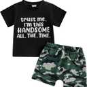 Nyapruwe Toddler Kids Baby Boy Summer Clothes 1T 2T 3T 4T 5T Boys Outfit Short Sleeve Shirt Top Camouflage Shorts Set
