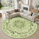 RELEANY Washable Area Rug, Round 10ft, Green/Yellow
Non-Slip, Water Repellent, Pet Friendly, Easy to Clean, Vintage Floral Boho Decor for Living Room Bedroom Dining Room