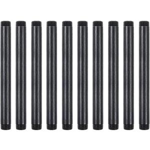 10 Pack 1/2 Inches x 8 Inches Black Malleable Steel Nipples Fitting, DIY Steampunk Industrial Vintage Style.