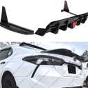 3pcs Rear Diffuser with Led Red Brake Light Compatible with 2018-2024 Toyota Camry SE XSE, with Corner Winglet Bumper Splitter Extension Fit for 2018 2019 2020 2021 2022 2023 (Glossy Black)