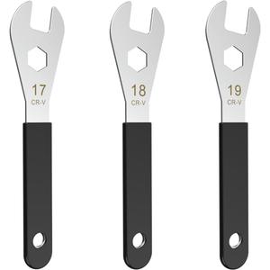 3 PCS Thin Hub Cone Wrench Set, Cr-V Steel + Ni-Cr Plating Super Hard Bicycle Wheel Hub Axle Nut Install Remover Tool, 0.08in/2mm Ultra-Thin 17-18-19mm Wrench Set for Home Bike Car Repair