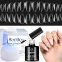 Beetles Gel Nail Kit Almond-500Pcs Gel Nails Tip Easy Extension Set Short Almond Shape 5 In 1 Nail Glue Extension Set Uv Led Lamp Acrylic False Tips Kit DIY Nails Art Gifts for Women (1-2-Short Almond 500PCS(clear kit))