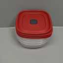 Rubbermaid Easy Find Lid Square 5-Cup Food Storage Container (Pack of 3), Red (Vented)