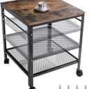 Rustic End Table, 2-Tier Side Table with Adjustable Height Shelf, 19.7" x 19.7" x 24", 143 lb Weight Capacity, Great for Mini Fridge Stand, Printer Stand, Aquarium Stand, Nightstand, Coffee Table, 19.7d X 19.7w X 24h in