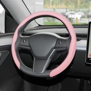 frani Nappa Leather Steering Wheel Cover, Universal 15 Inch Premium Non-Slip Steering Wheel Cover Pink