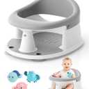Baby Bath Seat for Babies 6 Months & Up, Bath Seats for Babies Sitting Up, 3 Baby Bath Toys, Open Design, Non-Slip, Compact Toddler Bath Seat. (Grey)