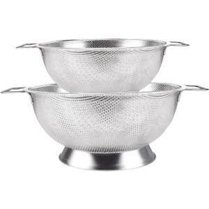 Gulex Stainless Steel Colander and Strainer Set(5-Quart and 3-Quart)， Strainer for Kitchen Food, Dishwasher Safe