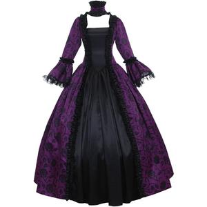 1791's lady Women's Victorian Rococo Dress Inspration Maiden Costume (3X-Large, Purple)