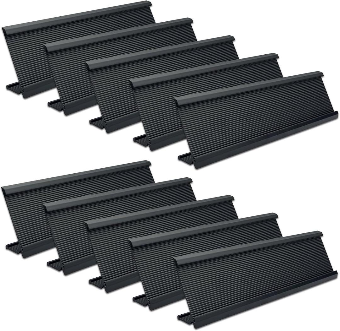 10 Pack 2" x 8" Aluminum Desk Name Plate Holder, Office Name Plate Holder for Desks, Desk Sign Holder for Office Conference, Meeting Room or Other Business Event (Black)