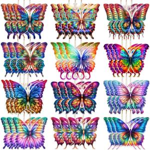 Soaoo 36 Pcs 7.87" Butterfly Christmas Outdoor Decorations Stained Large Hanging Christmas Ornaments Double Sided Xmas Plastic Decor for Xmas Tree Office Home Yard Porch Holiday