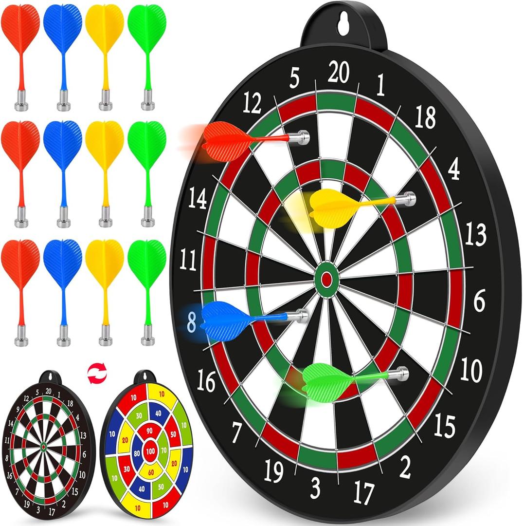 Dart Board - 12pcs Magnetic Darts - Excellent Indoor Game and Party Games - Gifts for 5 6 7 8 9 10 11 12 Year Old Boy Kids