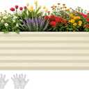YITAHOME 6x3x3ft Galvanized Raised Garden Bed, Metal Planter Box with Safety Rubber, Gloves, Outdoor Flower Bed for Planting Plants Vegetables, Cream Yellow