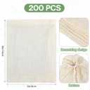 Dimeho 200 Pack Muslin Bags Cotton Drawstring Bags 4 x 3 Inches Canvas Linen Bag Reusable Sachet Bag Multipurpose Empty Gift Pouch for Tea Jewelry Wedding Party Home Supplies Favors Storage, 1 Count