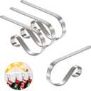Christmas Stocking Holders for Mantle Set of 5, Lightweight Adjustable Christmas Stocking Holder Hooks Metal Fireplace Hanger for Christmas Party Decoration, Non-Slip Mantle Stocking Hooks(Silver)
