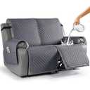 TAOCOCO Loveseat Recliner Cover Non-Slip Sofa Slipcover, Pet Cover for Loveseat Recliner with Elastic Straps, Washable Reclining Loveseat Covers Recliner Furniture Protector (2 Seater, Dark Grey)