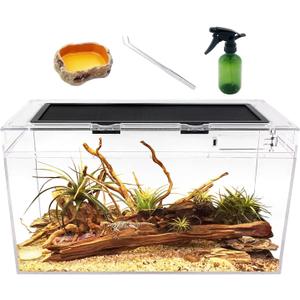 Reptile Terrarium,10 Gallon Reptile Tank 20" x 10"x 11",for InsectFishTarantulaHermit CrabJumping SpiderIguanaTortoiseLeopard GeckoFrogBearded Dragon