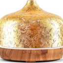 Porseme 500ml Glass Essential Oil Diffuser Aromatherapy Ultrasonic Cool Mist Humidifier 15-21 Running Hours Waterless Auto-Off Air Diffusers for Sleeping Yoga Working Spa(Gold Plated)