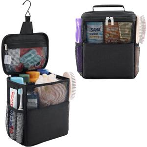 Lifewit Mesh Shower Caddy Bag Portable College Dorm Room Essentials Caddy Tote Basket for Bathroom, Gym, Travel, Camping Quick Dry Hanging Shower Organizer Toiletry Bag for Women Wen, Medium, Black (M(8.3"L x 5.9"W x 9.8"H))