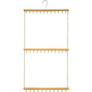 Hanging Jewelry Organizer with 36 Hooks - 15.7 Inch Hanging Wooden Display Rack for Necklaces, Bracelets, Earrings, Headbands - Space Saving Decor