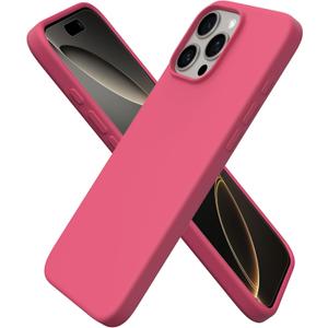 ORNARTO Compatible with iPhone 16 Pro Max Case 6.9", Slim Liquid Silicone 3 Layers Soft Gel Rubber Shockproof Protective Case with Anti-Scratch Microfiber Lining-Desert Rose