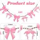 Leinuosen Flamingo Party Garland Decorations 6.5ft Wooden Pink Coquette Bow Garland with Beaded Tropical Flamingo Birthday Decorations for Hawaiian Luau Beach Party