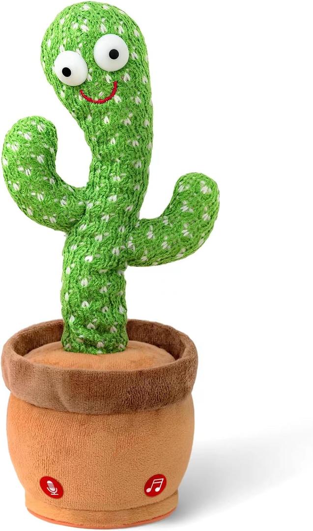 Interactive Talking Dancing Cactus Toy Mimics Sounds, Plays 120 Songs, USB Rechargeable, Soft Plush, LED Lights, Baby Gift for Boys Girls