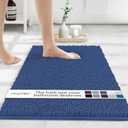 MAYSHINE Standard Plush Shaggy Chenille Bath Mat 32"x20" Extra Soft, Super Absorbent, Non-Slip Bathroom Rug | Fluffy Microfiber, Area Rug Sets for Bathroom Floor, Kitchen, Living Room | Dark Blue