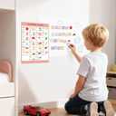 COMIX Magnetic Dry Erase Board, Magnetic ABC Alphabet Chart for Kids, 26" x 17" Adhesive White Board with 156 Pieces ABC Graphic Magnet for Kids at Home Student Classroom