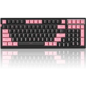 MageGee SKY98 Wireless Gasket Mechanical Gaming Keyboard, 96% Hot Swappable RGB Custom Creamy Keyboard with 5-Layer Sound Padding, BT/2.4G/USB-C, NKRO for Win/Mac (Pink & Black, Blue Whale Switch)