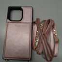 Vofolen for iPhone 16 Pro Case with Card Holder Crossbody Lanyard Strap Leather Wallet Case with Magnetic Clasp Kickstand Heavy Duty Protective Flip Cover for iPhone 16 Pro for Women, Rose Gold