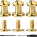 YORANYO 30 Sets 8MM Round Head Button Stud for Leather Chicago Screws Spikes and Stud Leather Rivets Screws Button Rivets for Repair and Decorate Clothing Shoes Belts Bags Dog Collars (Gold)